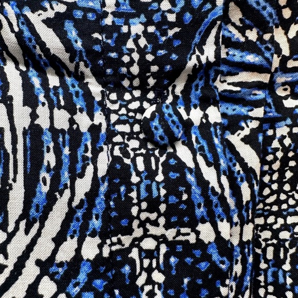 Maje Paris Blue Abstract Print Smocked Waist Mini Dress Size 40 - Picture 8 of 13